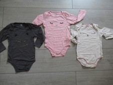 Lot de 3 body fille à manches longues chat gris foncé kiabi taille 24 mois