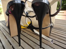 HIGH HEEL PLATEAU EXTREM BLACK PATENT SANDALS FR 39 / UK 8,5 