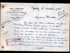 PARIS (IX°) ASSUREUR-CONSEIL "Jean LEBLOND" en 1935