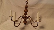 Vintage Original 70s Retro Light Walnut Chandelier Antique NIB