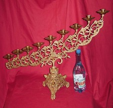 MAGNIFIQUE GRAND ANCIEN BOUGEOIR RELIGIEUX/GOTHIQUE/BRONZE/9 BOUGIESXXéme