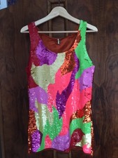 TOPSHOP Haut femme multicolore orné de sequins robe/haut Taille 10-12