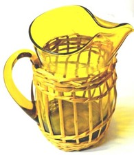 ANCIEN BROC CRUCHE VERRE PANIER OSIER SERVICE LIMONADE PICHET CARAFE