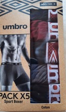 lot de 5 boxers Umbro neufs taille M noir, bordeaux et gris