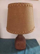 Lampe vintage en cuir et about jour en jute Artesania Raymon 