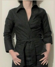 ? Top/ Chemise/ Veste Noire à Pois Marron Doré- Taille S- Bruce Field