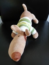 97. DOUDOU PELUCHE DPAM DU PAREIL AU MEME CHIEN PULL VERT RAYE 33 CMS TTBE
