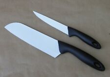 Lot de 2 couteaux de chef en céramique manche noir santoku cuisine multi usage