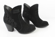 Bottines Boots MOLLY BRACKEN Daim Synthétique Noir et Dentelle T 38 TBE