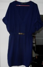 Robe housse H&M bleu nuit neuve L 40 taille élastiquée plaque métal dorée