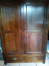 ARMOIRE MERISIER MASSIF 2 portes 5 tiroirs rangement de qualité lire description