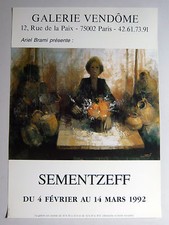 SEMENTZEFF Michel Affiche originale ancienne Galerie Vendôme Fleur Jarre Broc 