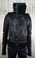 Magnifique Veste Noir Asymétrique Fourrée Col Montant Hiver Homme Taille S M 