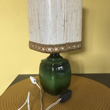 Lampe chevet ceramique verte avec abat jour vintage