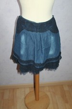 JUPE JEANS VOLANTS °°° PROMOD  °°° BRODERIES . TAILLE 38