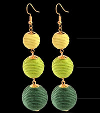Boucles d'oreilles boules pendantes style Bohème Chic pampilles colorées