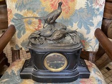 Horloge Auguste CAIN  (1821 - 1894)  Couple De Faisans au nid Bronze