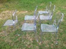 6 Chaises médaillon transparentes empilables. Polycarbonate très bon état