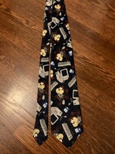 Vintage 1998 Looney Tunes Men's Neck Tie Taz Computer Keyboard Work Office Lunch