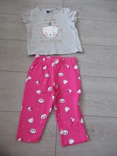 ensemble pyjama pantacourt + tee-shirt chat licorne rose taille 4 ans