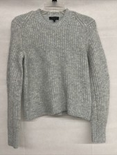 Rag & OS Femmes Petit S BLEU Gris Clair Jonie Tricot Côtelé Pull Alpaca Blend