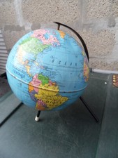 Ancienne mappemonde globe terrestre pied tripode tole marque TARIDE des 60's