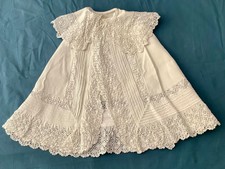 Magnifique Ancienne ROBE de BAPTÊME début 1900 en COTON DENTELLES & BRODERIES