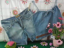 vêtements femme ensemble short jean T S + haut bretelle jean Taille 38