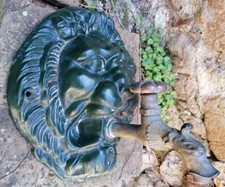 Large Fontaine Applique Extérieur Jardin Architectural Lion Fonte Robinet Bronze