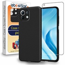 Coque Xiaomi Mi 11 Lite, Mi 11 Lite 5G Motif Fibre Carbone TPU + VERRE Trempé