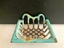   porte savon ancien en fonte émaillée bleu vert Vintage Industriel rétro