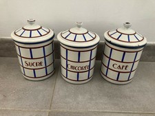 série ancien 3 POTS BOITES EMAILLEES  CAFE SUCRE CHICOREE pas BB Japy C1