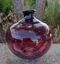 VASE EN VERRE SOUFFLÉ COULEUR VIOLET INCLUSION  DE BULLES DN3201