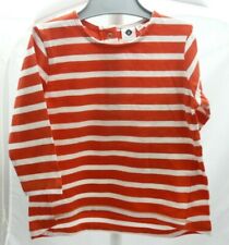 Grain de Blé haut  manche longue blanc rayé orange bébé fille 6 mois