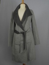 Manteau col-châle à boutons, réversible en laine et cachemire gris deux tons