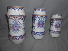 CERAMIQUE DE ROUEN 3 VASES SIGNER TRITION ROUEN HAUTEUR 30CM 25CM 20CM TBE++