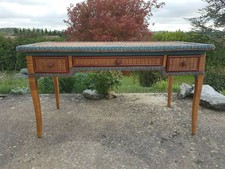 Bureau table avec tiroirs & sa chaise en bois & rotin teintés vintage