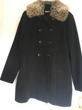 beau manteau laine femme mi-long col fourrure 44