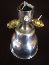 ancien lustre-plafonnier-lampe-aluminium brossé-vintage-3 lumières-LUDI breveté