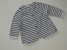 CIN73 ~ 9 mois TAPE A L'OEIL ~ Superbe gilet blanc rayé bleu Fille ~