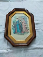 CADRE OCTOGONAL BOIS ET DORE AVEC ATTACHE POUR PENDRE