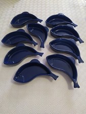 Lot 9 Cassolettes ramequin plat four en forme de poisson bleu (n°1)