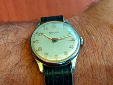 Montre suisse ancienne mécanique homme SINDACO chromée BFG 800 - Nato Cuir