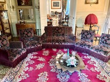 ensemble de salon « boudoir » canapé et fauteuils XIXeme en velours polychrome 