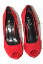 MINELLI Escarpins de Soirée Velours Rouge Talons Strass T 37 TBE