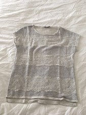   top Sandro sans manche taille 2 en coton coloris gris avec dentelle 