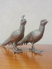 Couple de faisans en étain brillant