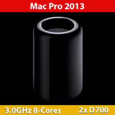 2013 Mac Pro 3.0GHz 8-Cores Double D700 64GB RAM 2TB Nvme Pcie SSD