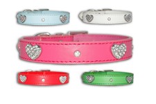 Collier pour chien chiot strass xs s pu cuir terrier carlin jack chihuahua rose uk