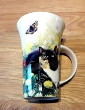 Mug Artistique De Collection Chat Fleurs Papillon Giftware